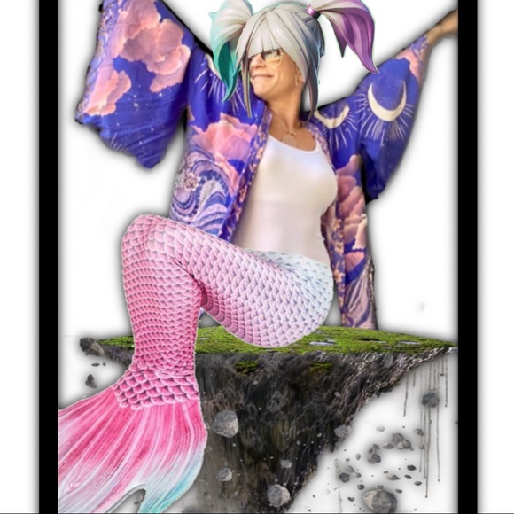 Blue & Pink Trippy MoonClouds Kimono - Picture 8 of 9